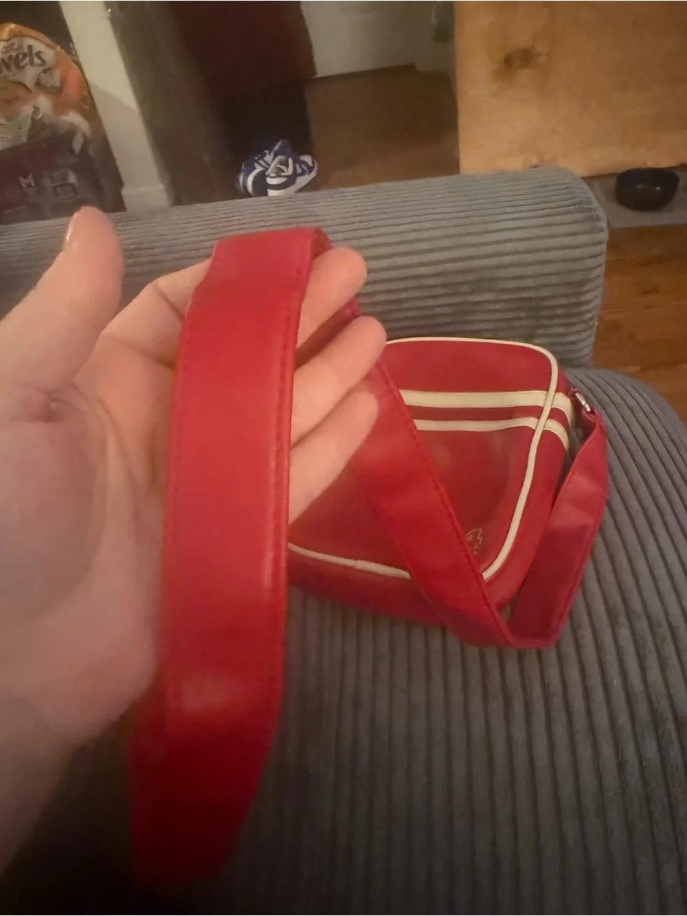 Fossil Red Retro Crossbody Bag with Cream Trim GUC